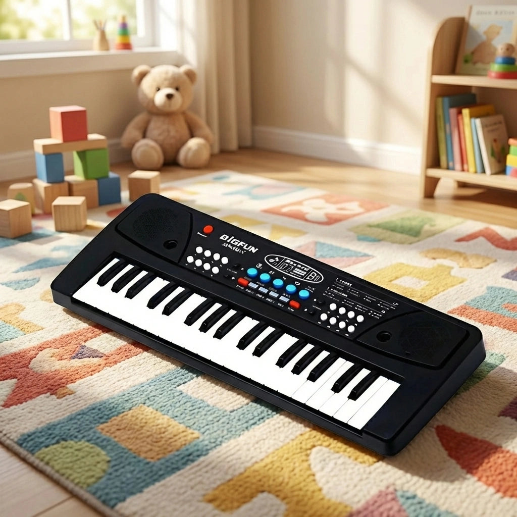 Kids electronic piano keyboard toy with colorful buttons and control panel