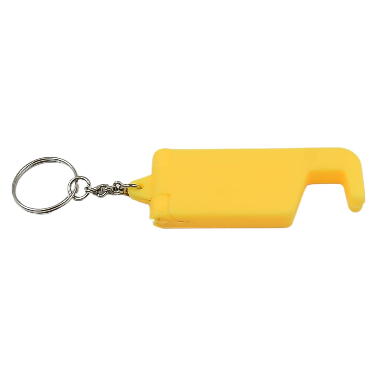 Yellow keychain phone stand with folding holder and keyring