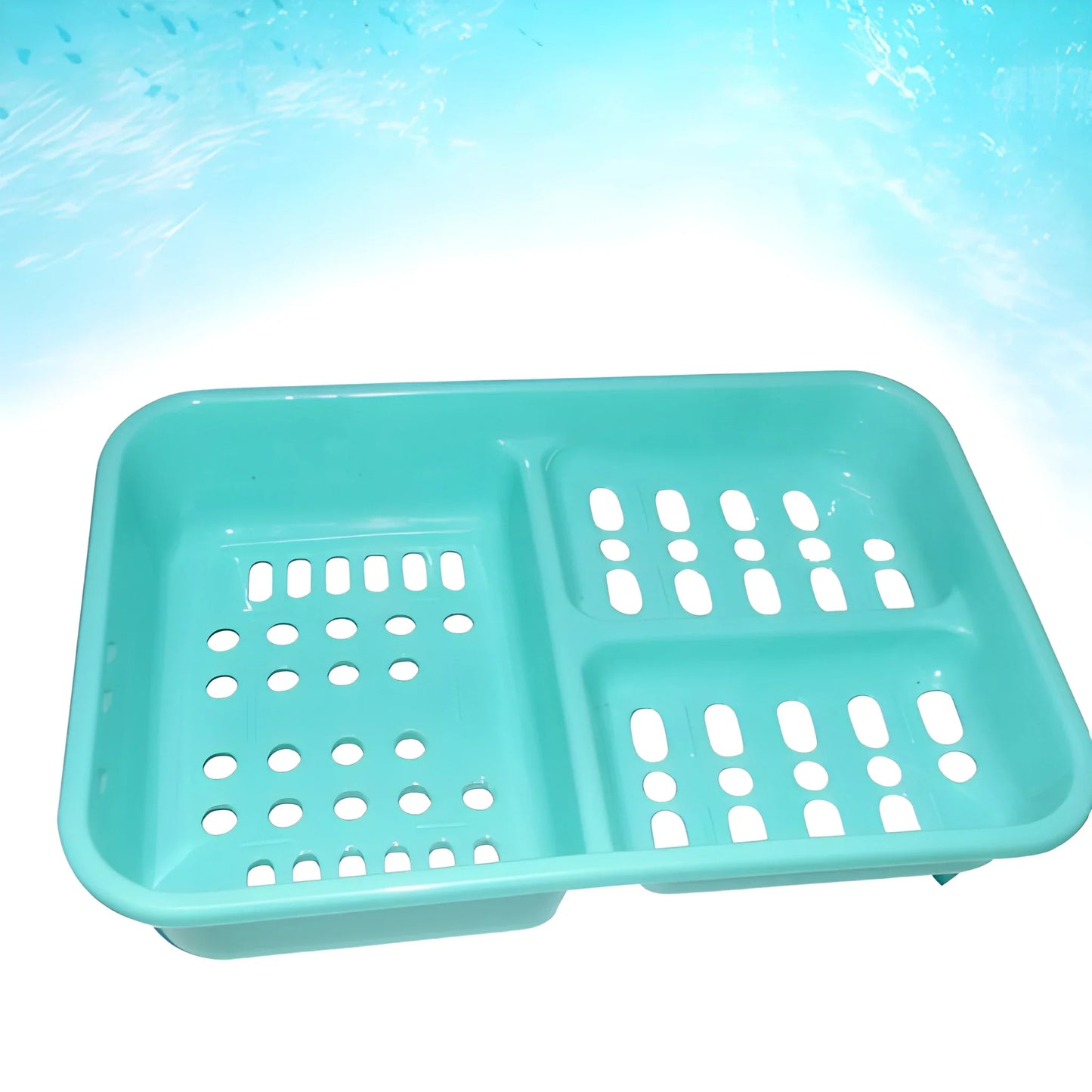 3-in-1 waterproof soap case with drainage holes, teal plastic tray