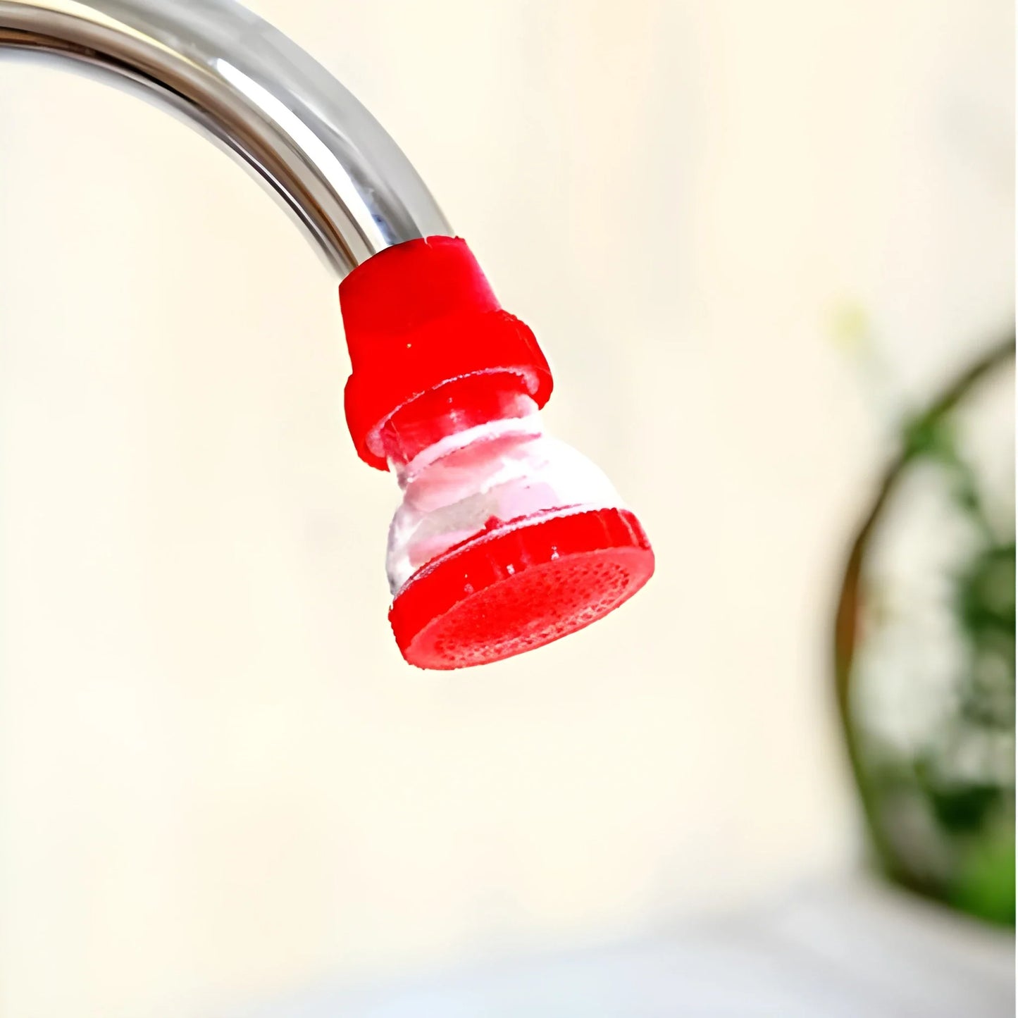 360° flexible faucet sprayer head with red filter and spray nozzle