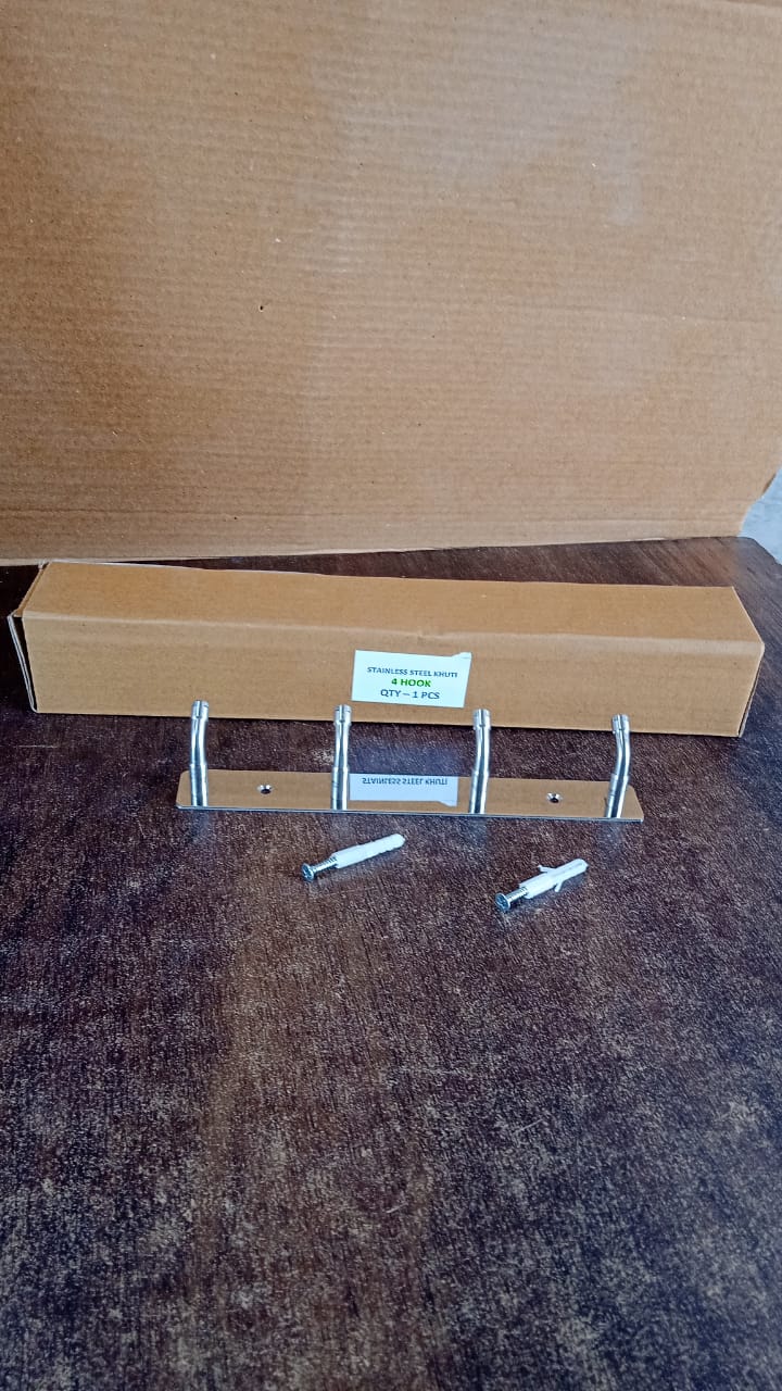 Stainless Steel 4 Hook Rack (20x3)