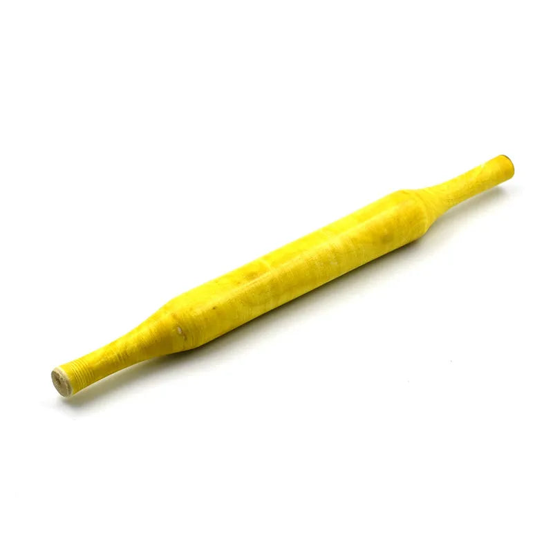 Yellow wooden roti rolling pin, cylindrical