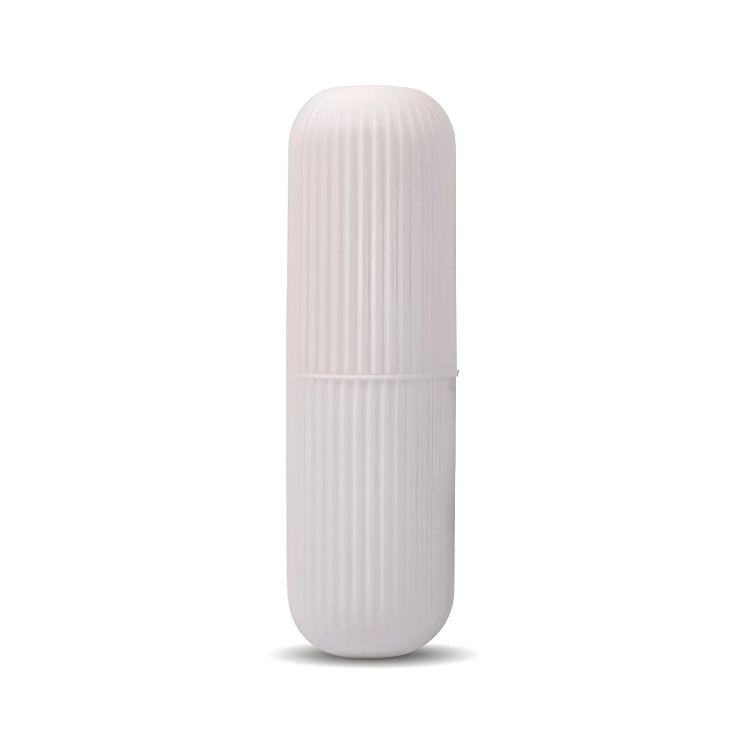 Ribbed travel organizer bottle with rounded cap, white