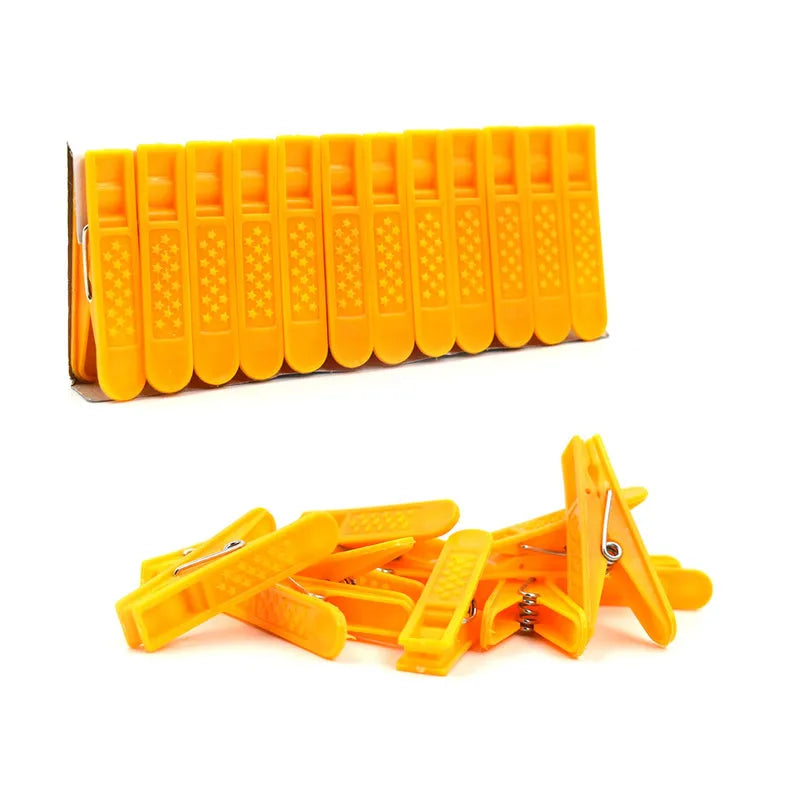Yellow cloth clips set of 12 with spring clamps