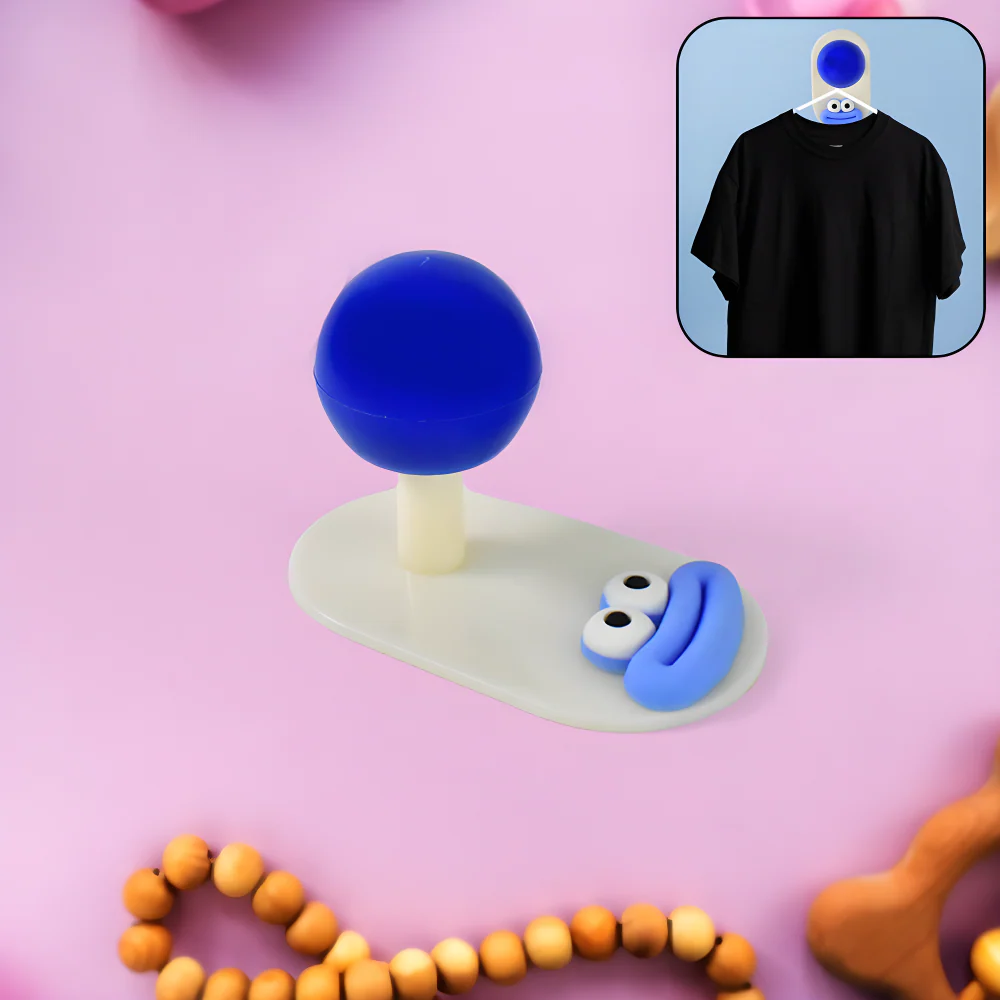 Blue self-adhesive hook with two rollers and backing pad