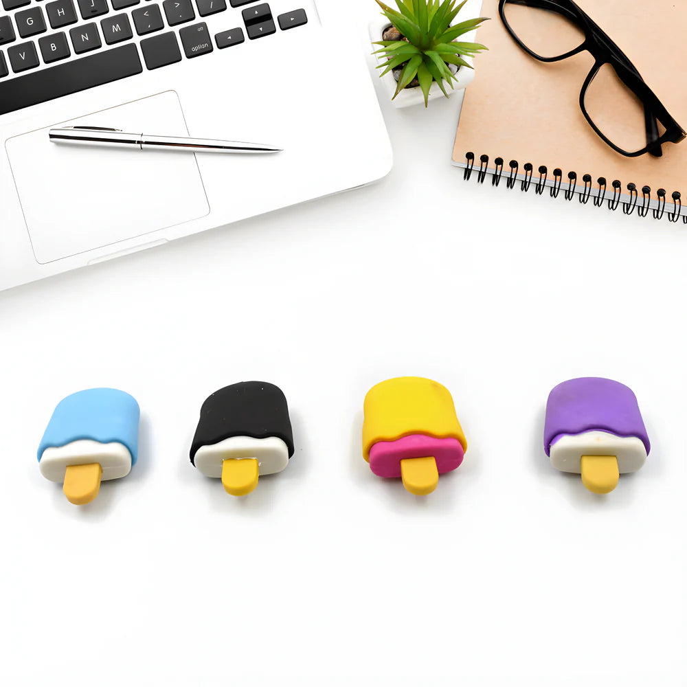 Kids eraser set of four colorful ice-cream shaped erasers