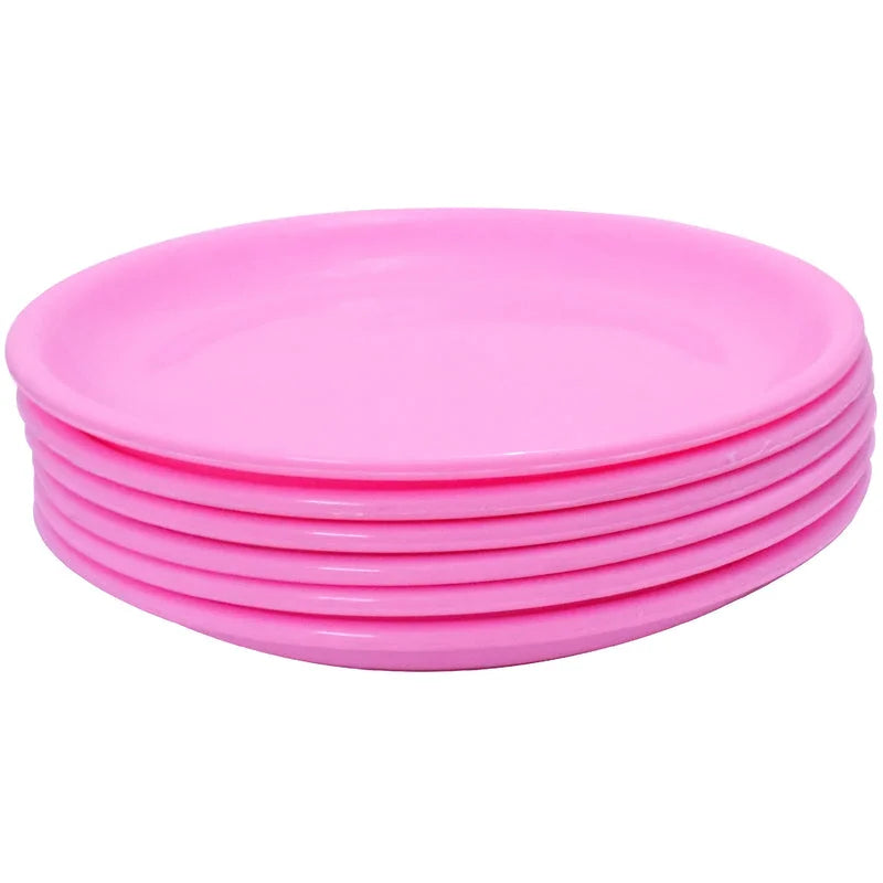 Pink mini soup plates, stack of 5, round reusable dish