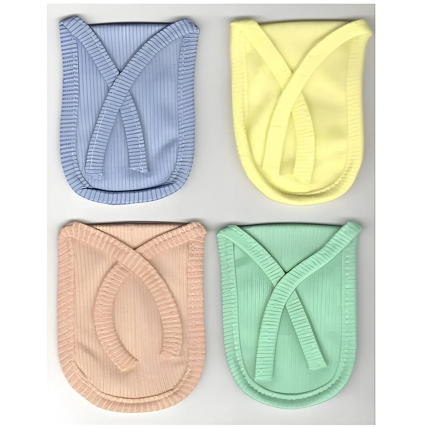 Cotton tap water filter pads, blue yellow pink and green, four-pack