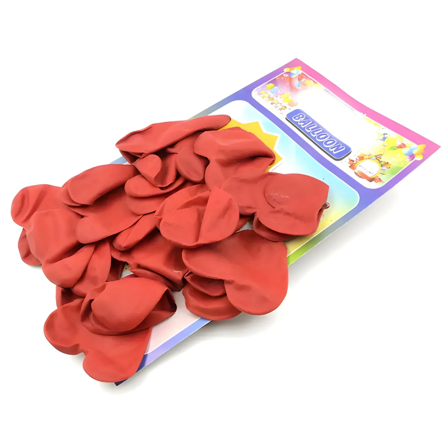 Red heart-shaped balloons bundle with decorative packaging