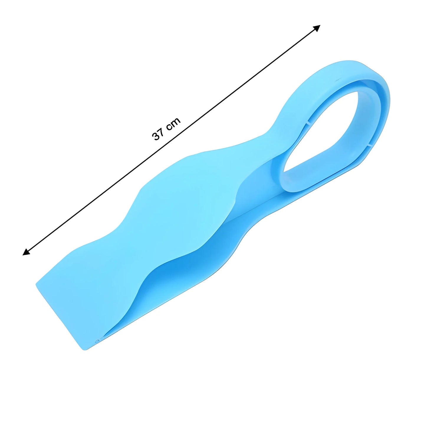 Blue mattress lifter strap with hand loop, curved lifting tool
