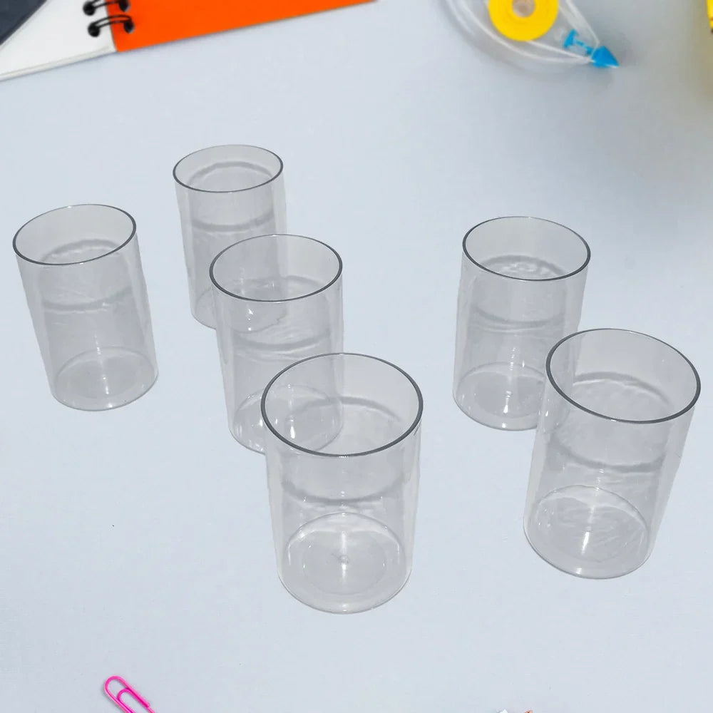 Clear plastic drinking cups, 6-piece set with six tumblers