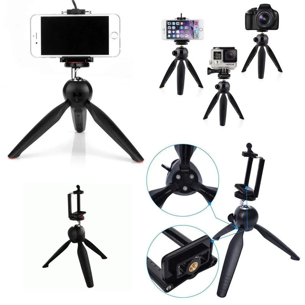 Flexible tripod for phone and camera, with smartphone clamp and adjustable legs