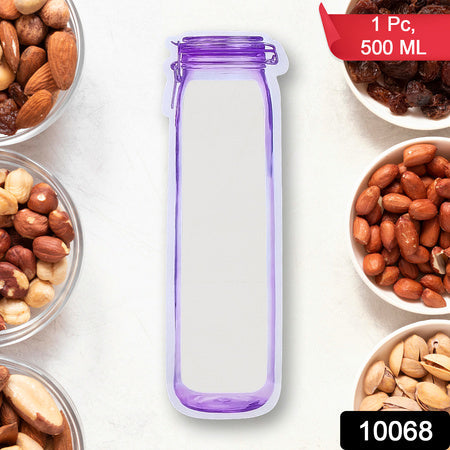 Food Storage Bag Bottles Shape Ziplock Bags Reusable (1 Pc 500 Ml) - Home & Kitchen