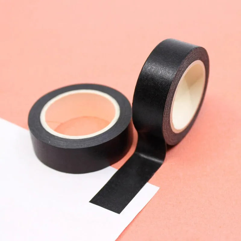 Black PVC electrical tape roll with adhesive strip