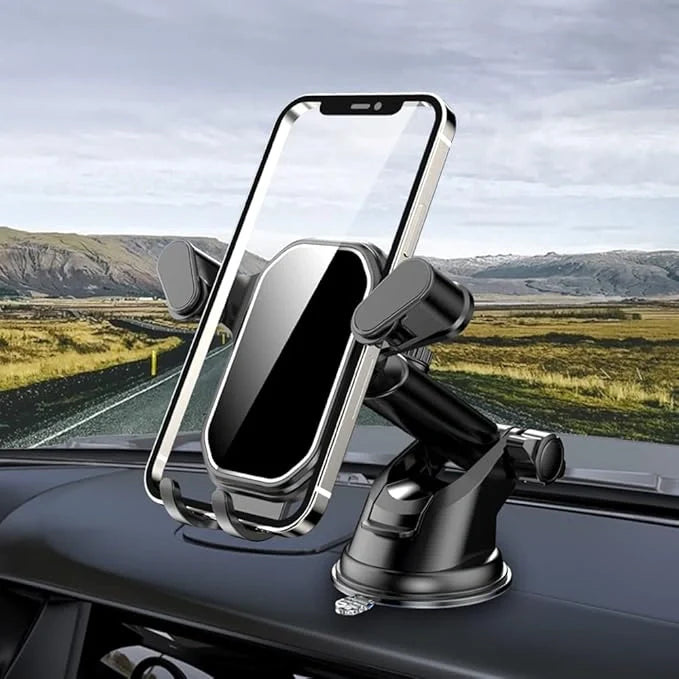 Gravity car phone mount with air vent clip and adjustable holder for smartphone