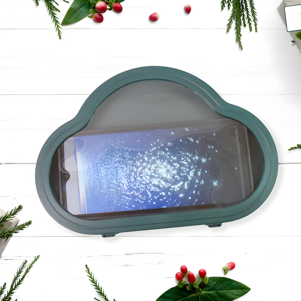 Waterproof phone mount with clear screen cover, dark gray/green.