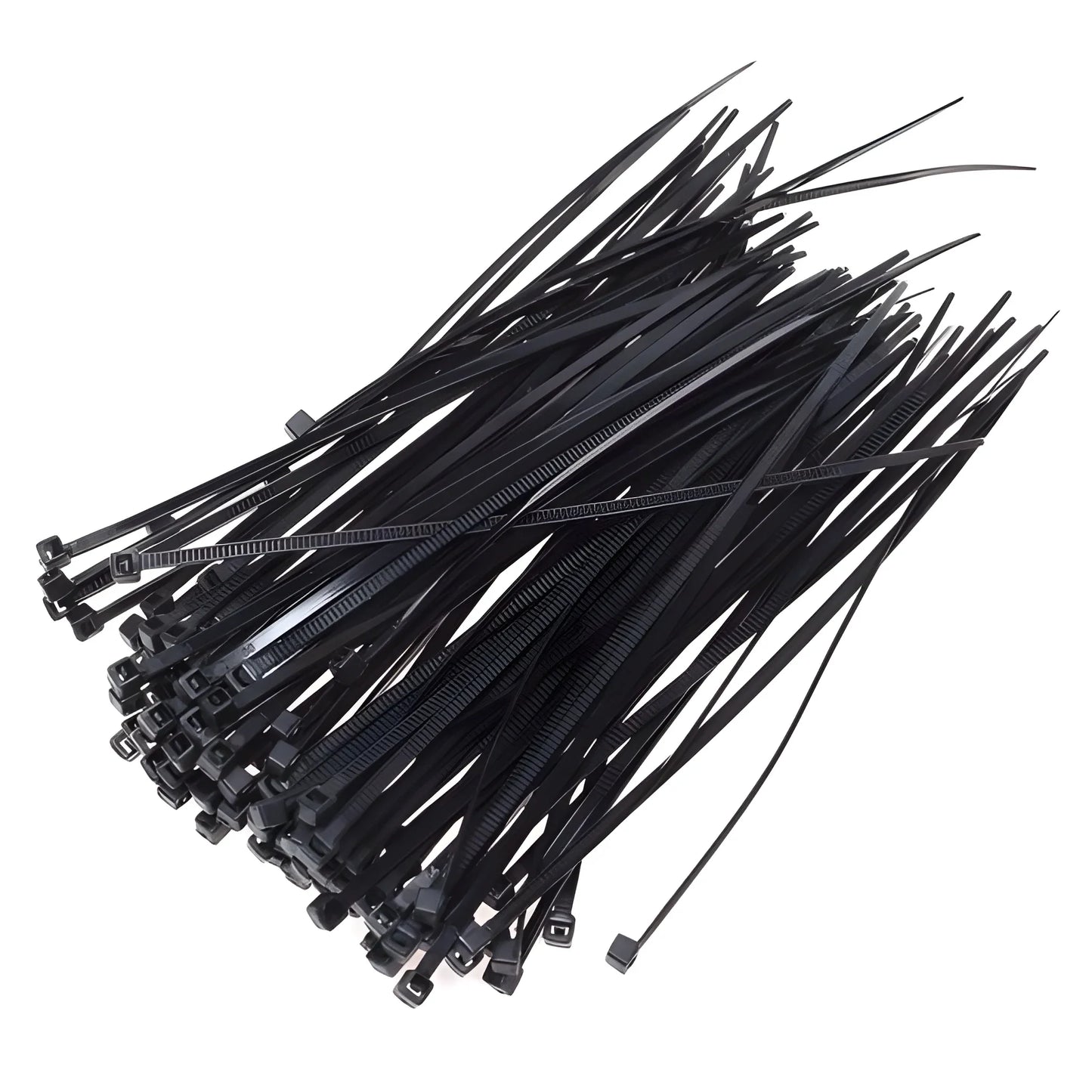 Heavy-duty nylon cable ties, black locking straps with serrated head