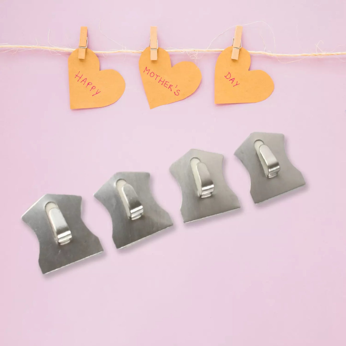 Heavy duty stainless steel temple hooks on gray mounting bases, set of four