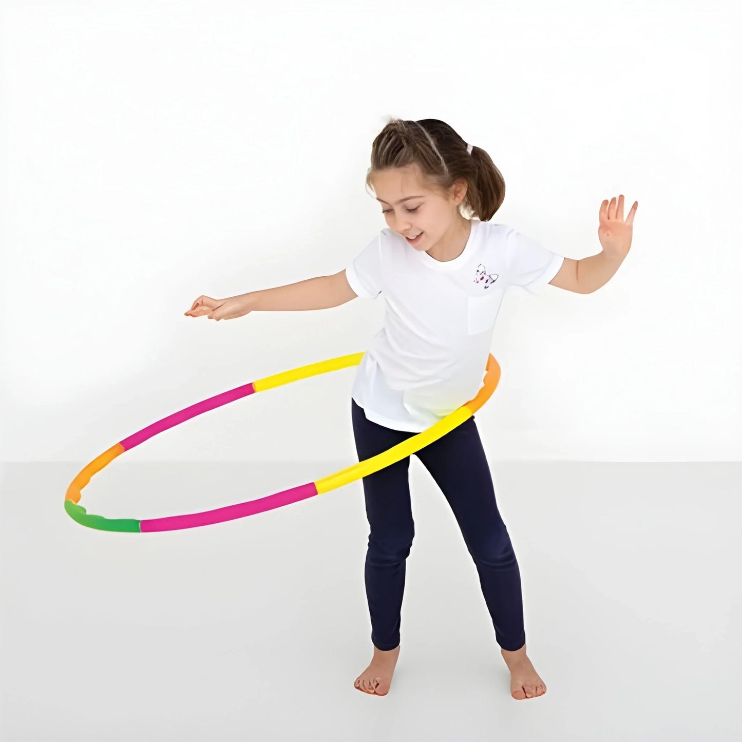 Interlocking hula exercise ring with multicolor segmented hoop