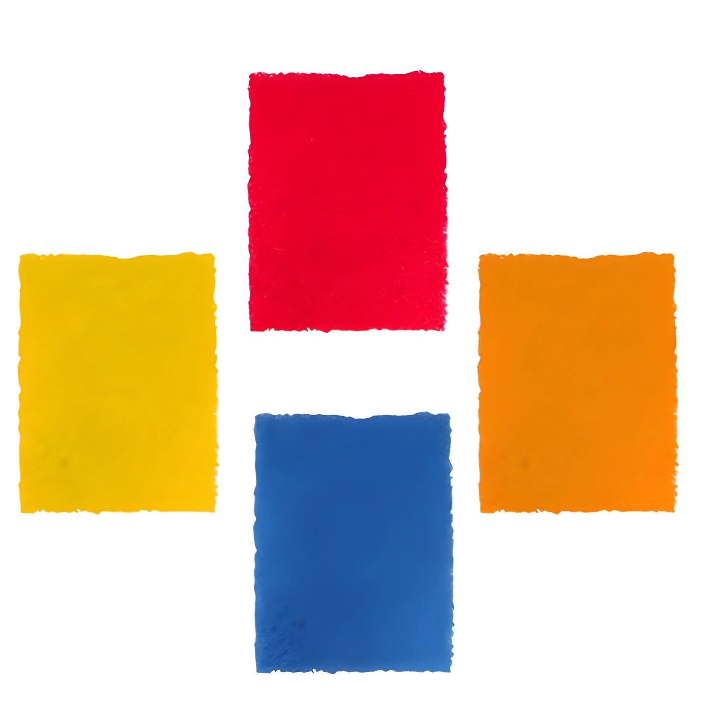 Kitchen scrubber pads: set of 4 square pads in red, yellow, orange, and blue.