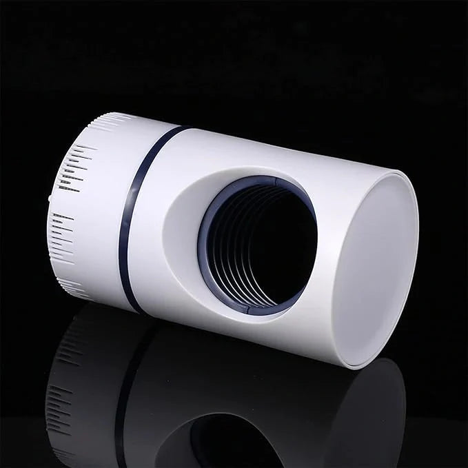 LED mosquito killer lamp with white cylindrical body and front grille inlet