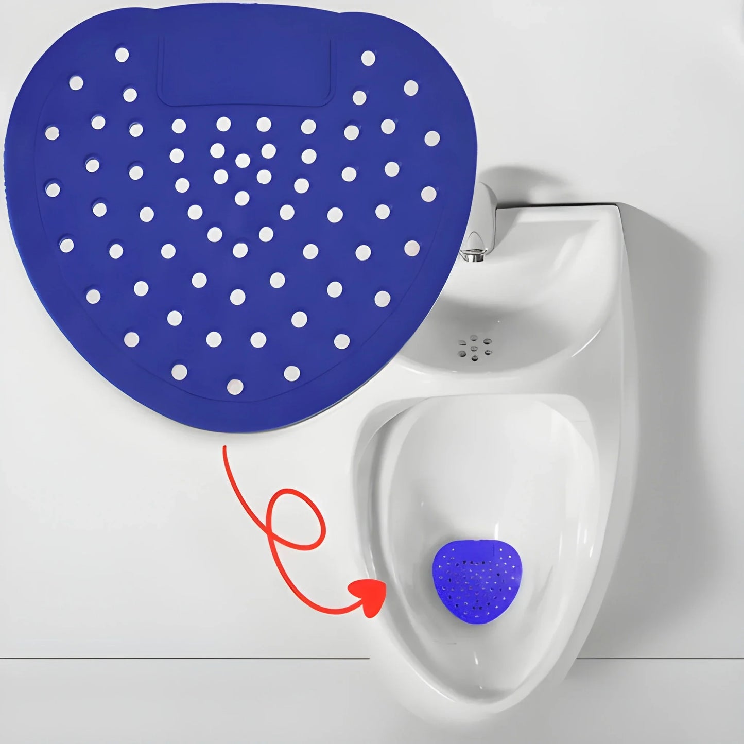 Blue perforated urinal deodorizer screen for attaching to a urinal drain