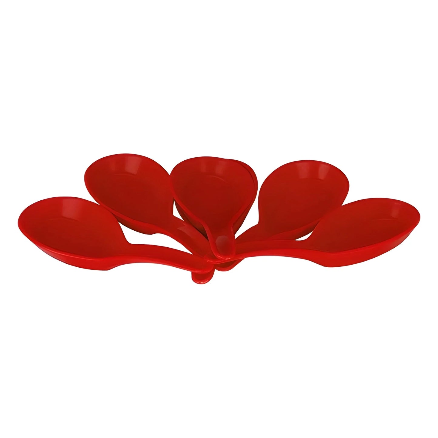 Microwave-safe unbreakable spoon, red plastic curved bowls
