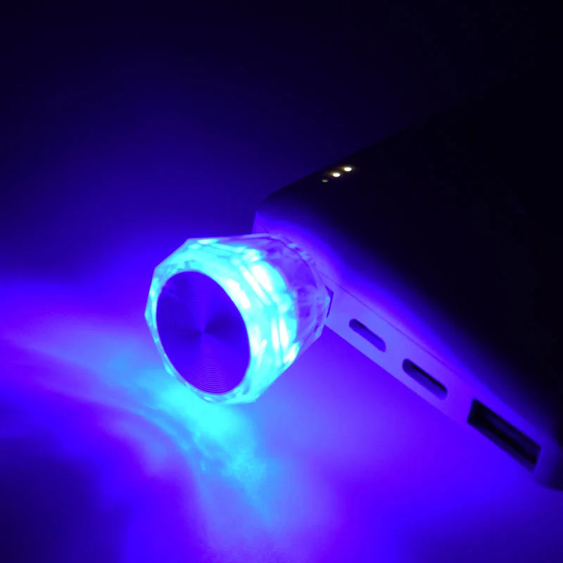 Mini USB LED diamond-shaped light with blue glow and USB plug
