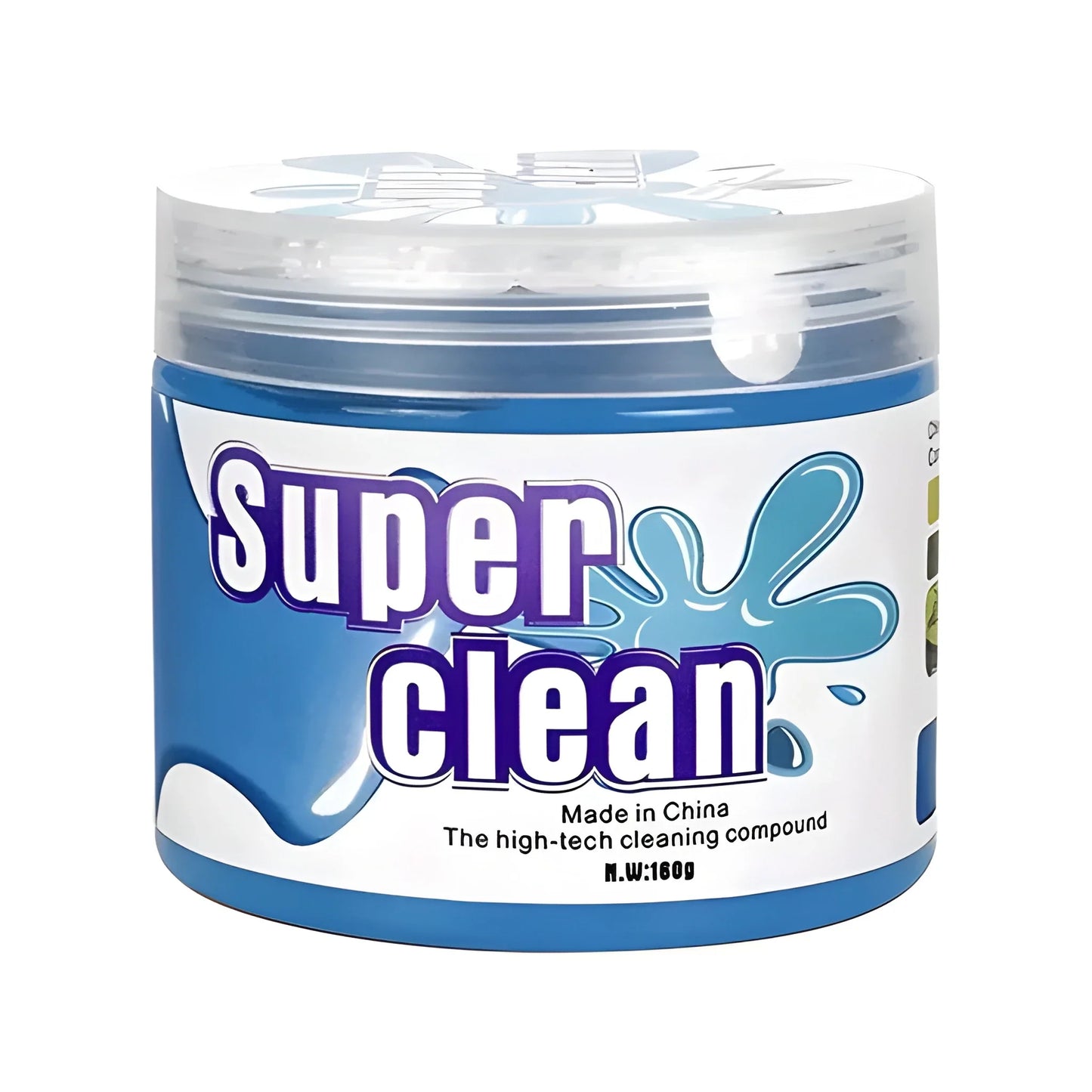 Nano-Tech cleaning gel in a blue plastic jar with white lid