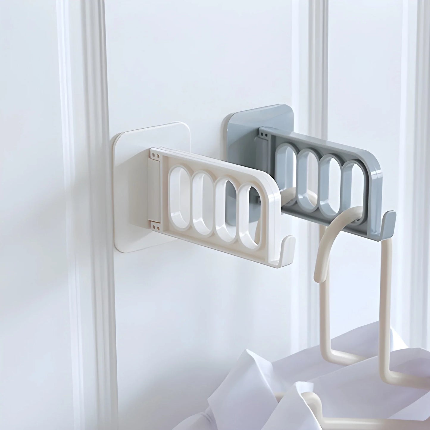 No-scratch door hook with clamp brackets and curved multi-prong bar