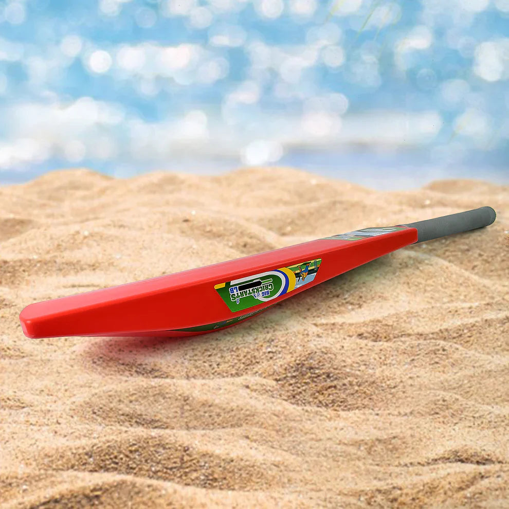 Kids plastic cricket bat with red body and dark handle