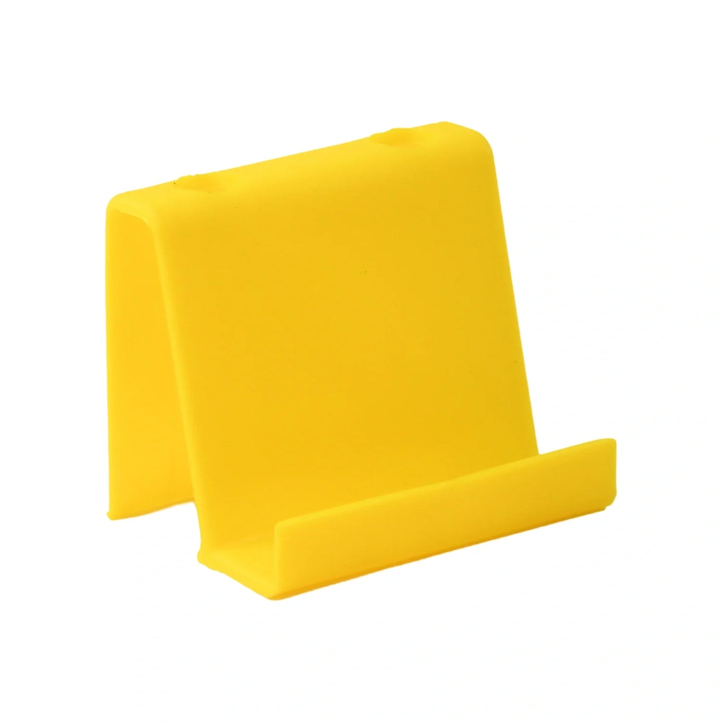 Yellow phone stand and pen holder with angled back and front tray