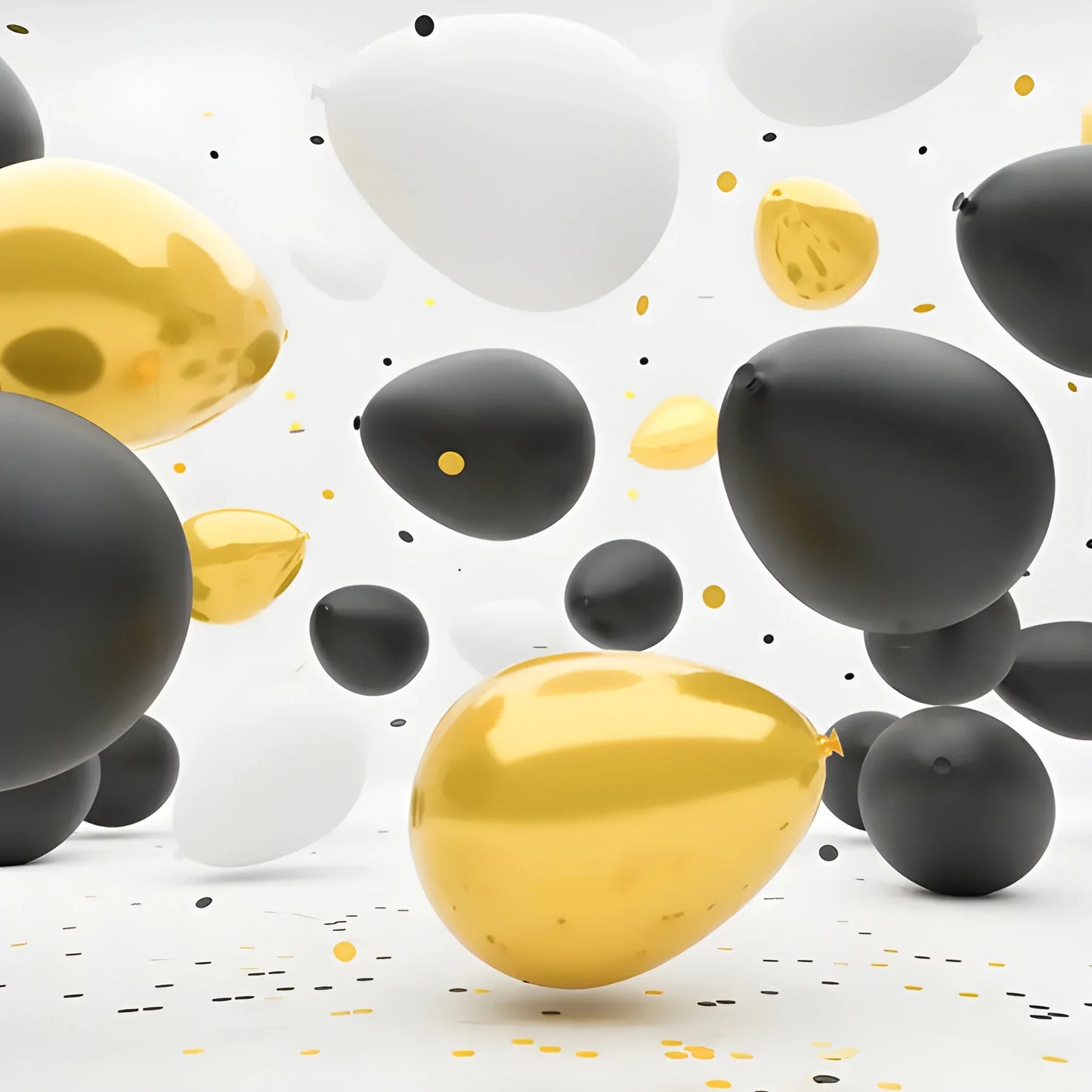Party balloon set with gold and black round balloons