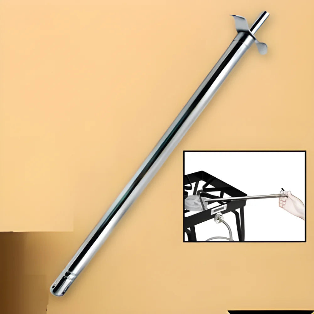 Steel gas lighter with long barrel and ignition tip