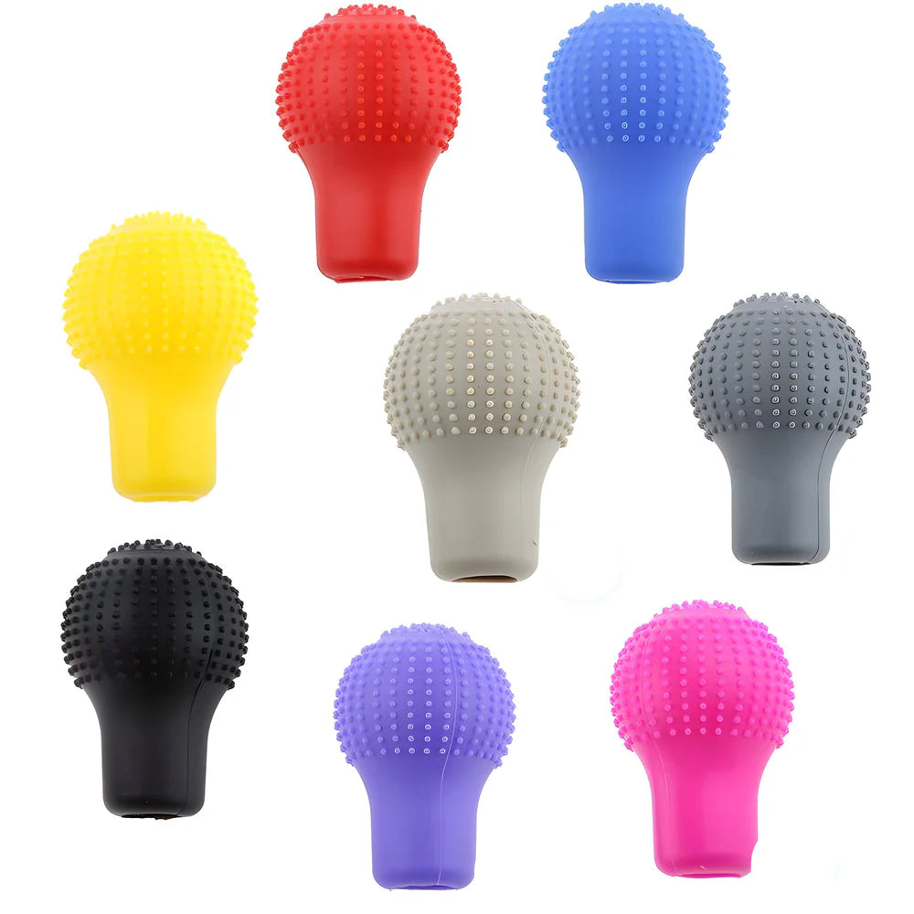 Protective gear shift cover set with textured silicone knobs in red, blue, yellow, gray, black