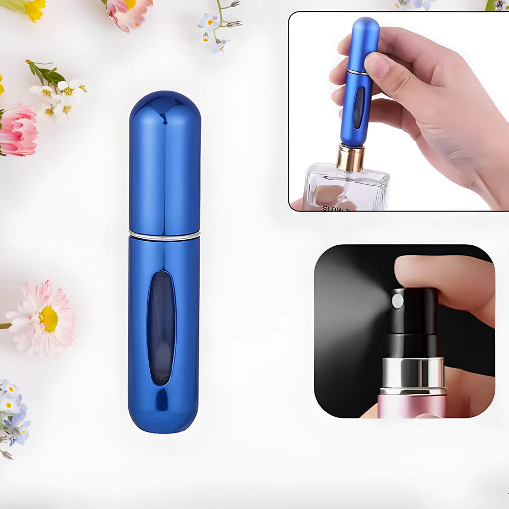 Refillable blue perfume atomizer bottle with pump sprayer