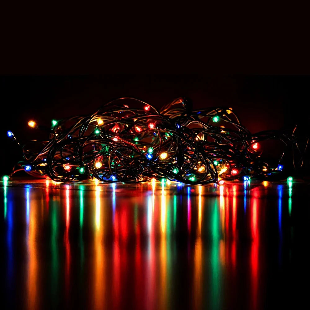 Assorted multicolor fairy string lights with reflective surface