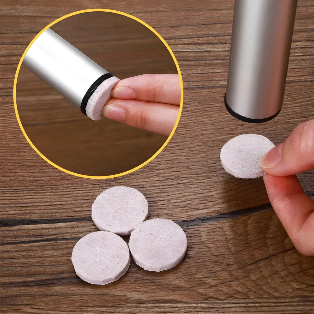Round self-adhesive cork circles with felt-like texture