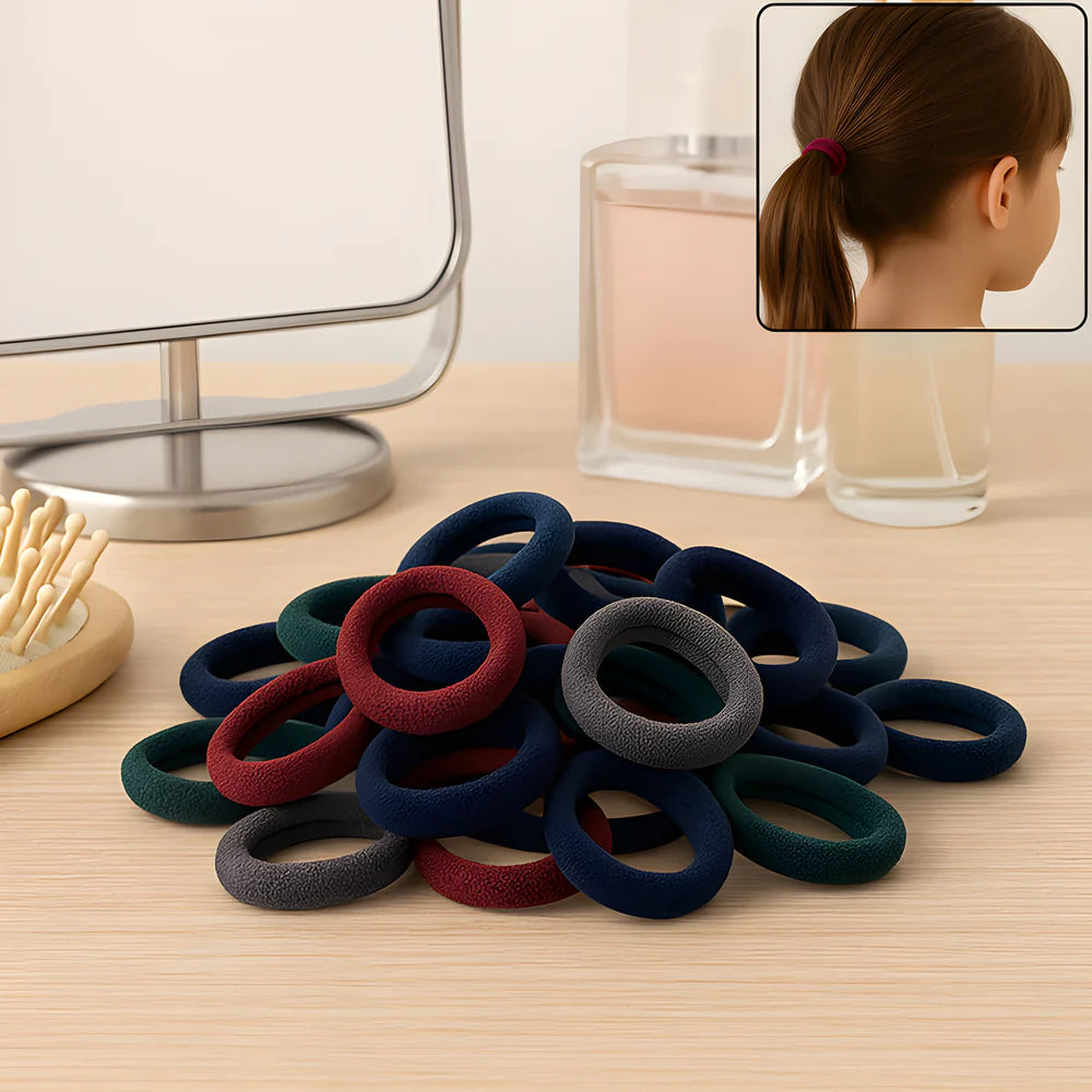 Small fabric hairbands set: dark blue, teal, burgundy, gray loop bands