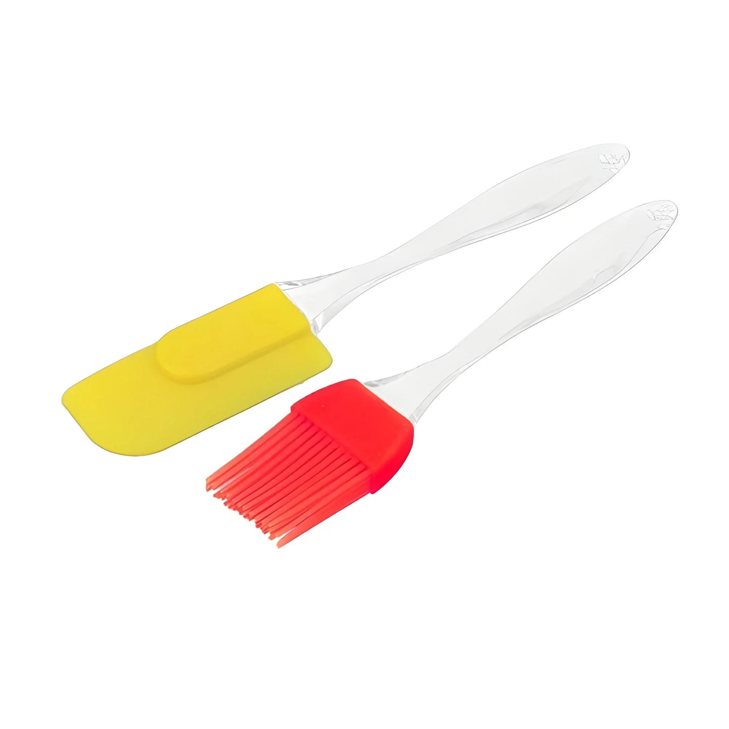 Kitchen spatula and pastry brush set, yellow silicone spatula and red bristle brush