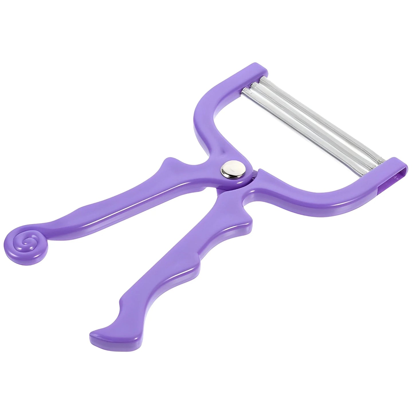 Purple spring facial hair remover razor with twin blades and hand lever