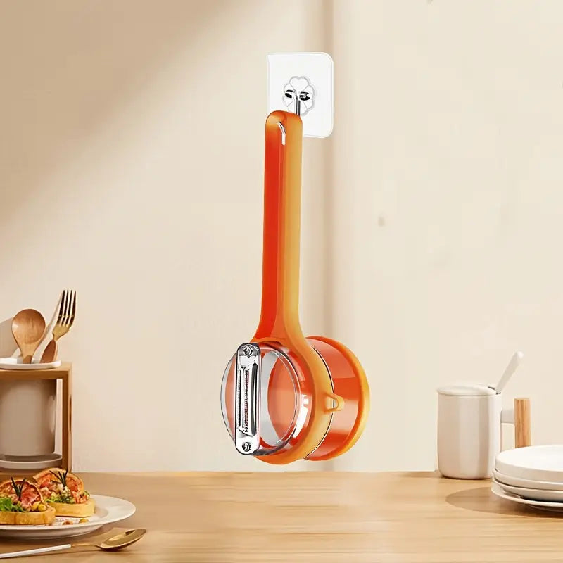 Orange peeler with white container holder