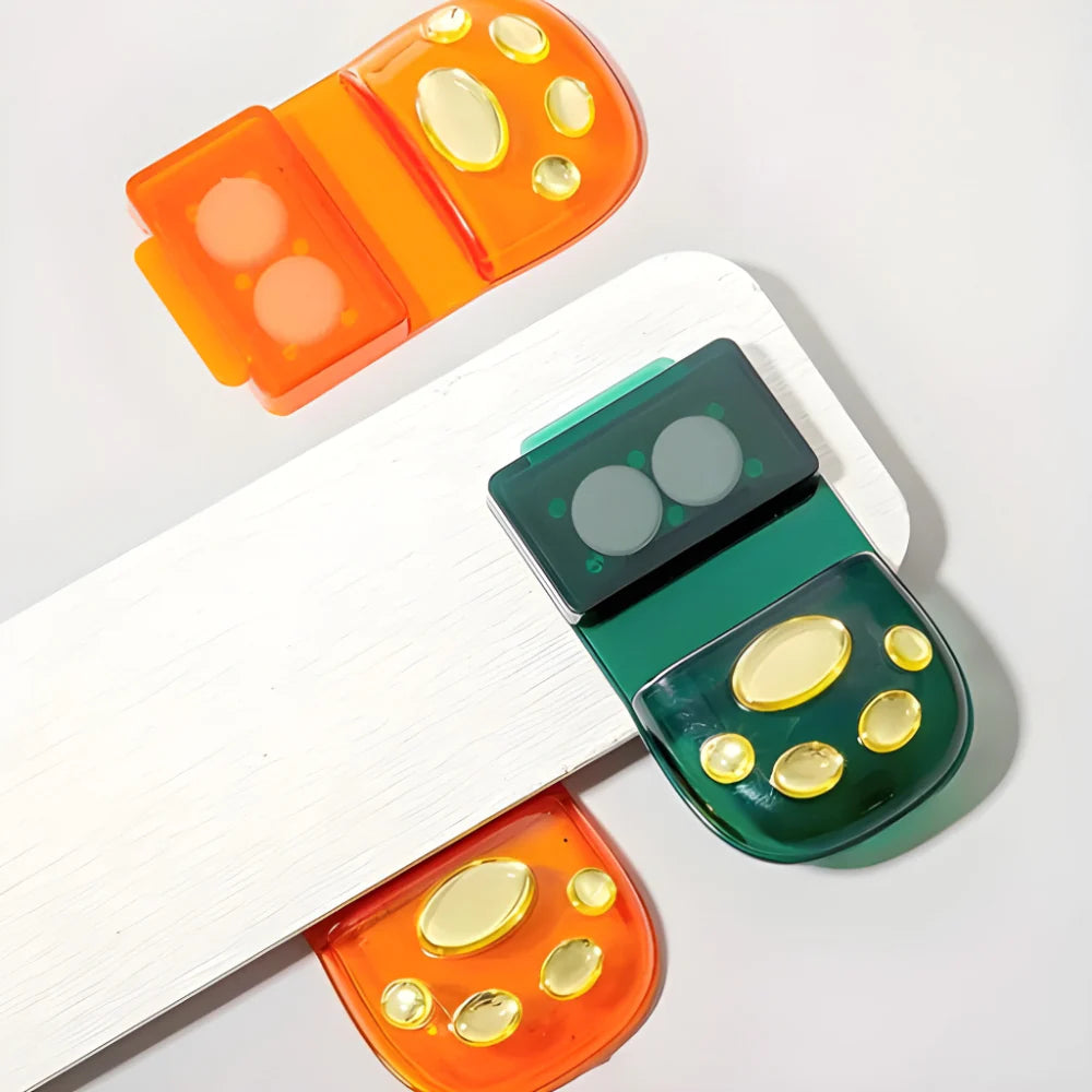 Toilet lid lifter handle with circular button grip, orange and green color