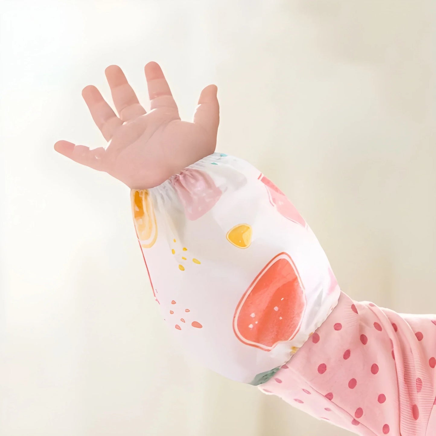 Waterproof arm sleeves with fruit print, long cuff for hand coverage