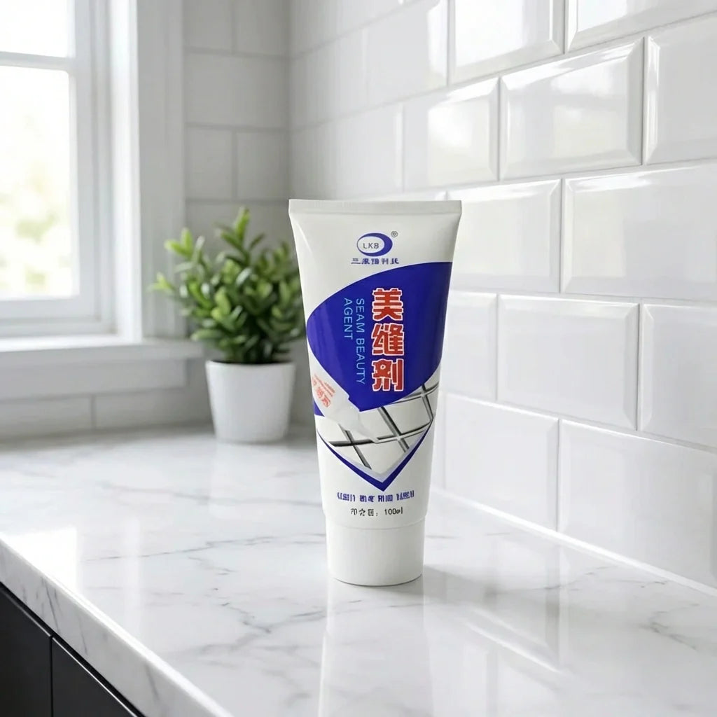 Waterproof tile gap sealant tube, cream caulk in plastic dispenser