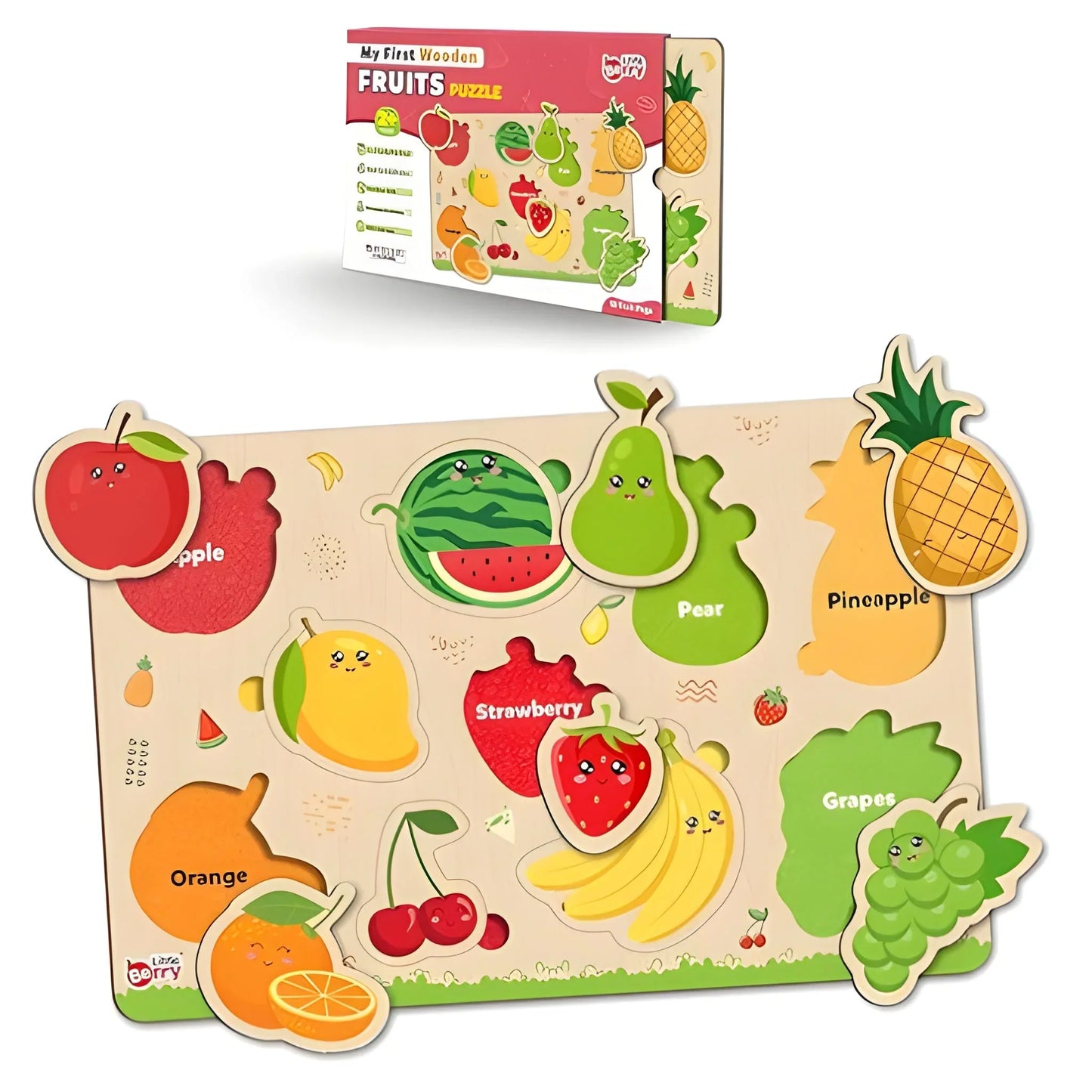 Best wooden fruits puzzle learning educational board - toys & games | 2025 | fast shipping