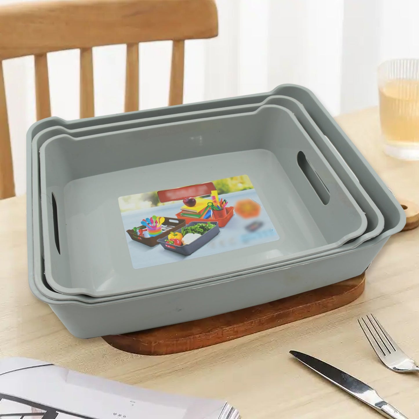 Multipurpose scarlet tray 3pcs