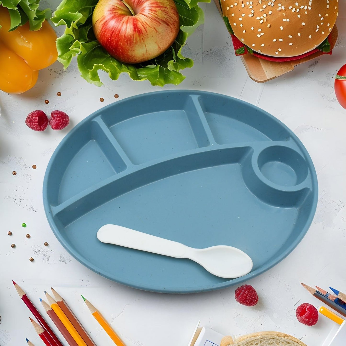 5 Compartment Plastic Plate – 1 Pc