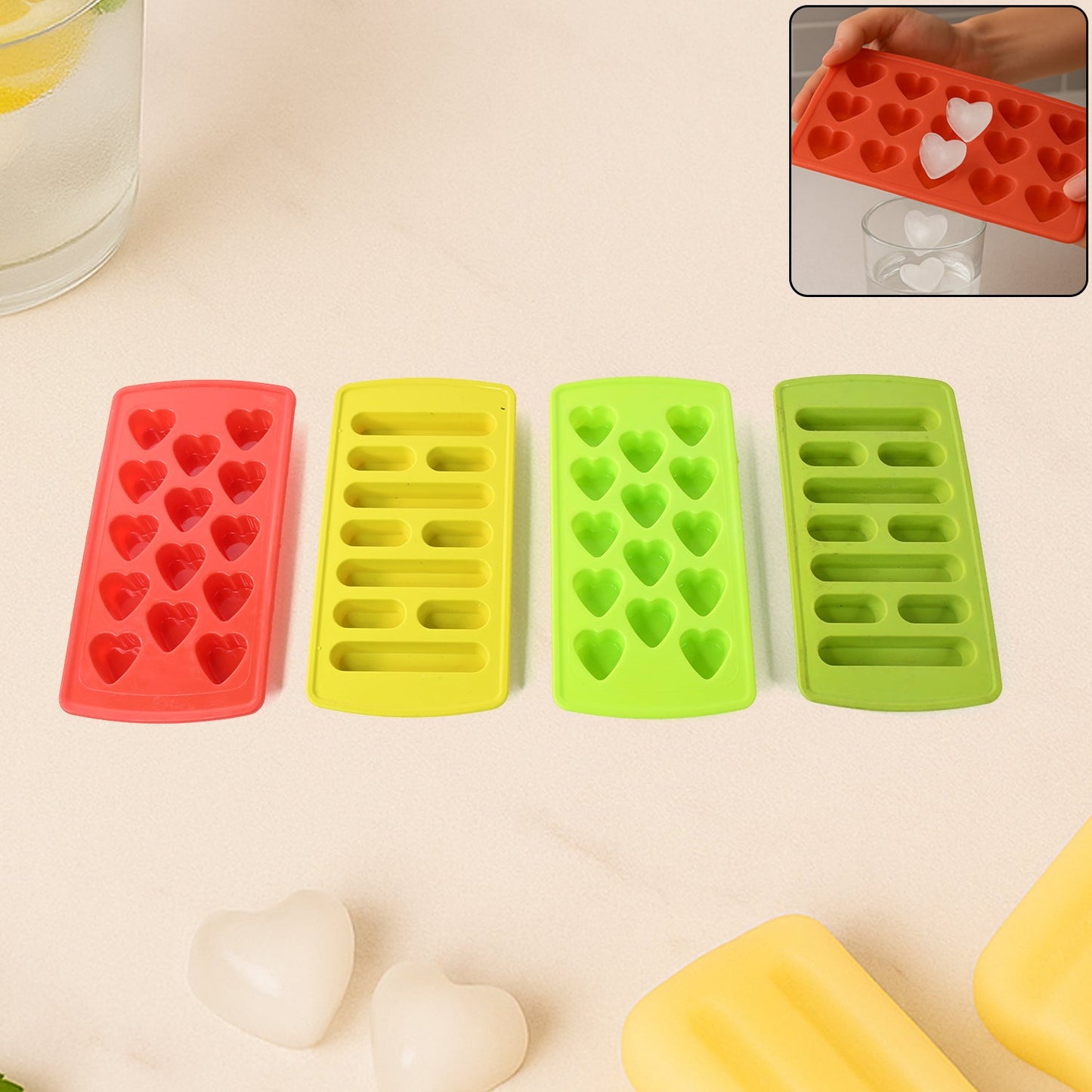 4-Piece Flexible Ice Cube Tray Set