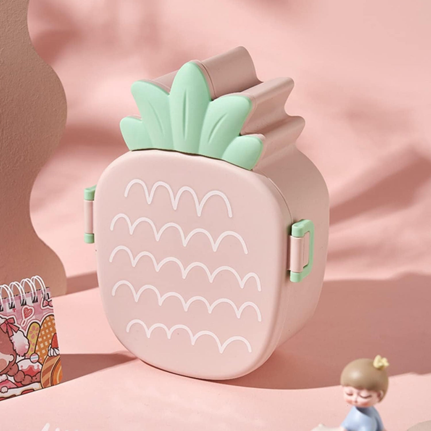 Kids Pineapple Shaped Lunch Box With Spoon-Fork